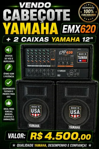 Cabeçote Yamaha + Par de caixas Yamaha 12 polegadas