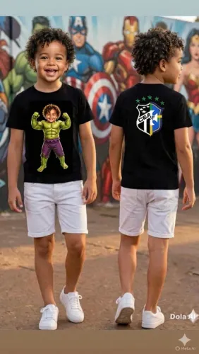 Camisa infantil personalizada com super-herói 45$