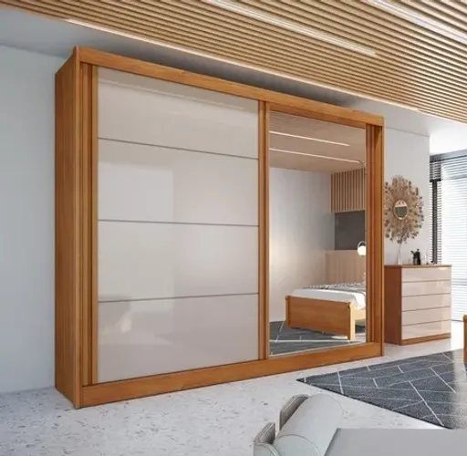 Guarda Roupa 2Portas Correr C/Espelho 100%MDF 2.03M.Produto Novo Direto de Fábrica P/Casa.