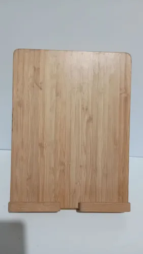 suporte de mesa ajustável em bambu para tablets e celulares - 26x20