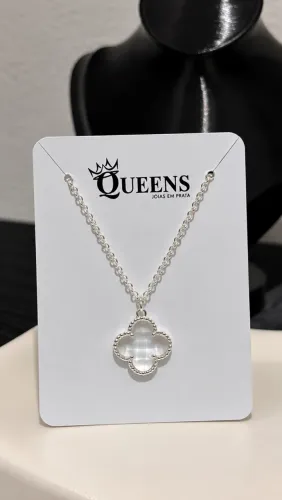 Colar trevo de quatro folhas, modelinho de corrente cadeado 925