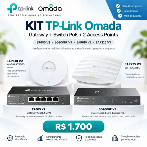 Kit TP-Link Omada Completo, Gateway + Switch PoE + 2 Access Points