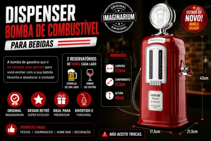 Imperdível! Dispenser bomba para bebidas original Imaginarium em estado de novo!