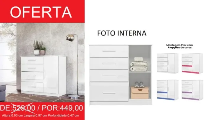 Comoda branca com sapateira compacta - temos a pronta entrega