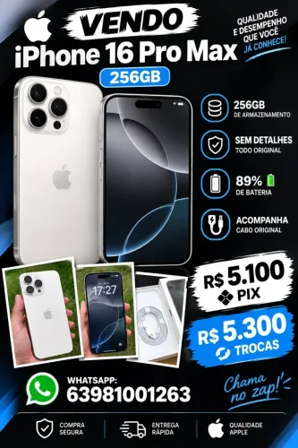 iPhone 16 pro Max branco 256GB