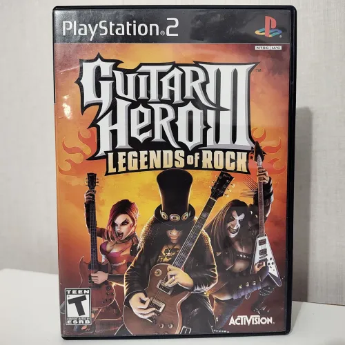 Guitar Hero 3 Legends of Rock PS2 Original Americano Completo Black Label Mídia Física CIB