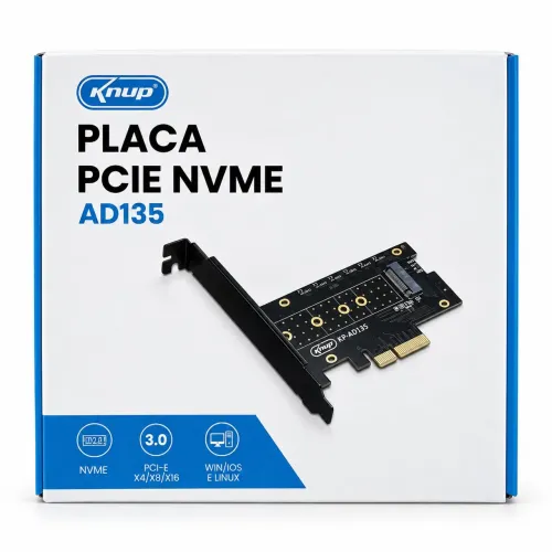 Adaptador Knup KP-AD135 PCIe 3.0 para SSD M.2 NVMe M-Key 2230 2242 2260 2280