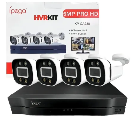 Kit 4 câmeras segurança 5mp Pro hd visão noturna Ípega Max