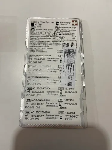 Limas K-File Readysteel Dentsply Sirona 25mm ISO 008 C/ 6 Un