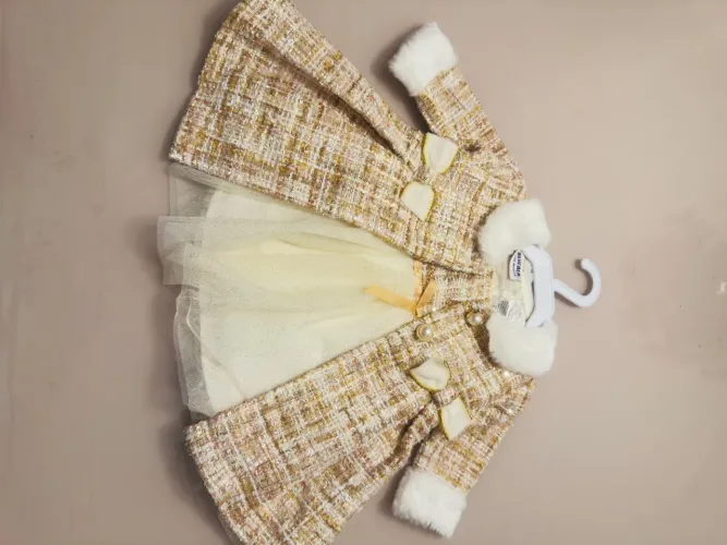 conjunto social infantil de vestido e casaco 
