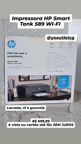 Impressora HP Smart Tank 589 Wi-Fi, produto lacrado, aceito cartão, entrega grátis Campina
