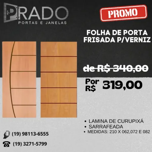Folha de porta frisada para verniz