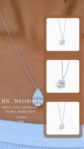 Colar com pedra de MOISSANITE (acompanha certificado)