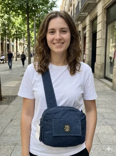 Bolsa Tiracolo Transversal Feminina Pequena Azul Preto 