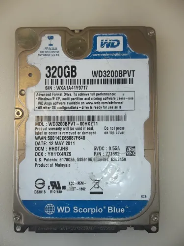 Disco rígido HD Western Digital WD3200BPVT 320GB 5400RPM SATA 2,5"-