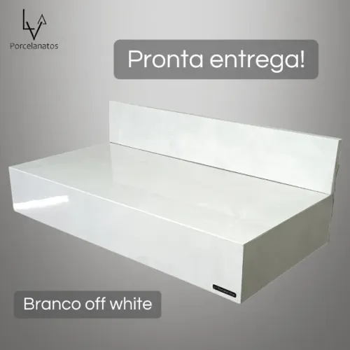 Bancada p/ cuba de sobrepor em porcelanato polido esculpido 60x30cm off white