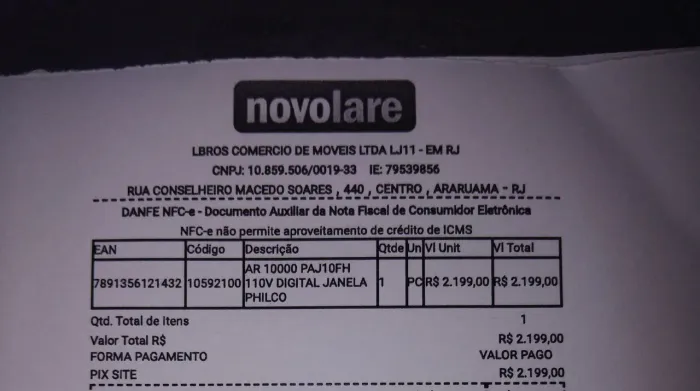 Ar condicionado Philco Semi novo com nota fiscal