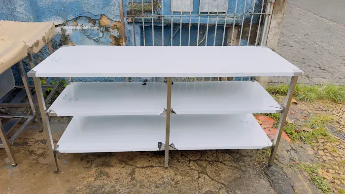 Mesa de inox 1,90 x 70cm dois paneleiros