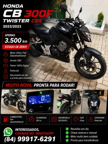 Honda CB 300F Twister CBS 2023 | 3.446 km | Estado de Zero | Particular