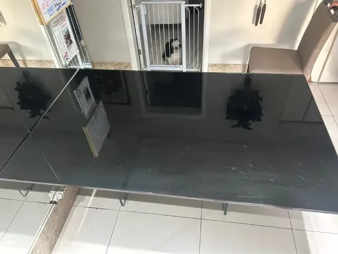 Mesa cristal preto temperado 100x160 cm