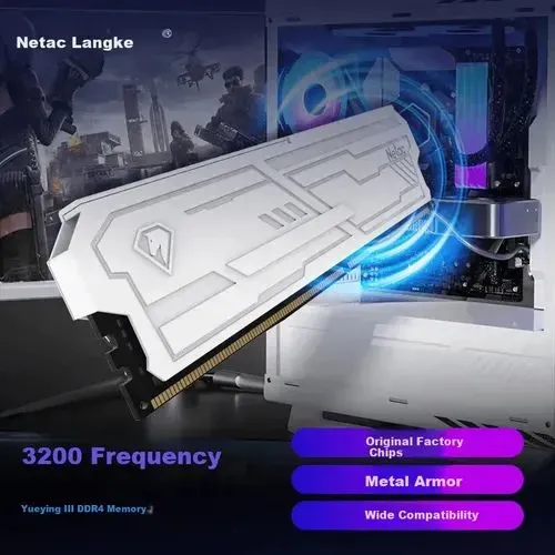 16GB RAM | DDR4 | 2x08GB | 3200Mhz | Brancas |Netac