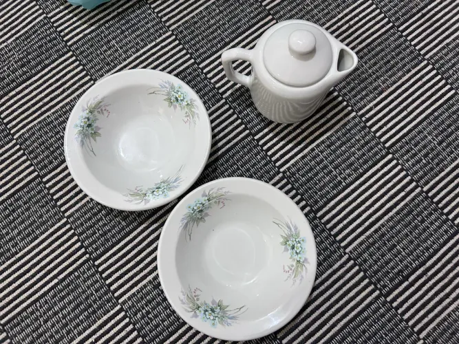 Conjunto de chá em porcelanas branca 