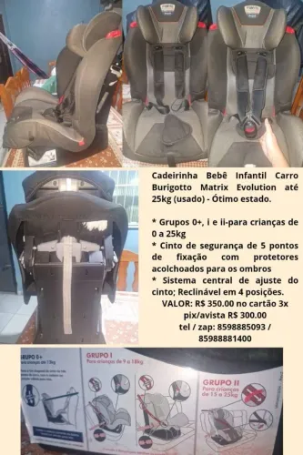 Cadeira de bebê para carro, burigotto matrix evolution, até 25kg.