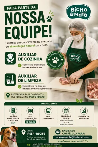Cozinha industrial abre vaga