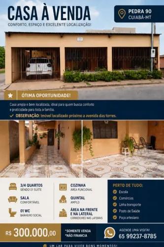 Vende-se: 03 Casas (Próxima Avenida das Torres) e Distrito Industrial - Cuiabá MT
