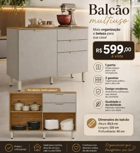 Mega promoção de Balcão com Ótimas Divisórias Internas