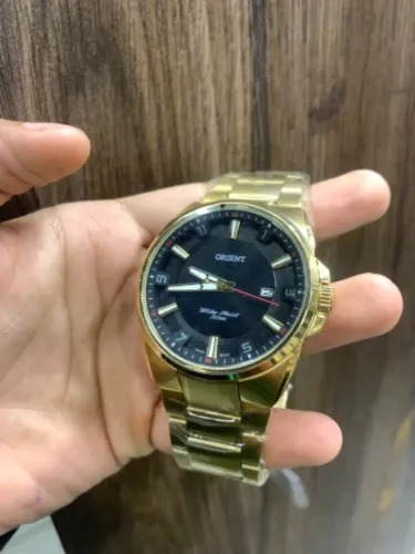 Relógio ORIENT banhado a ouro dourado prova d?água NOVO com caixa + Manual