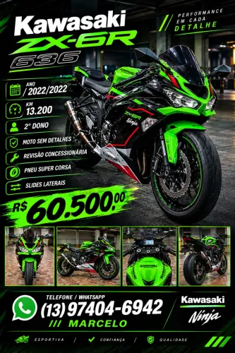 Kawasaki Zx6r 2022 moto sem detalhes muito nova