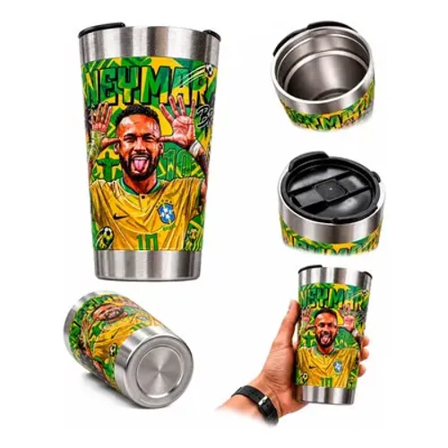Copo Térmico Inox Neymar Personalizado 473ml | Mantém Gelado e Quente | Pronta Entrega