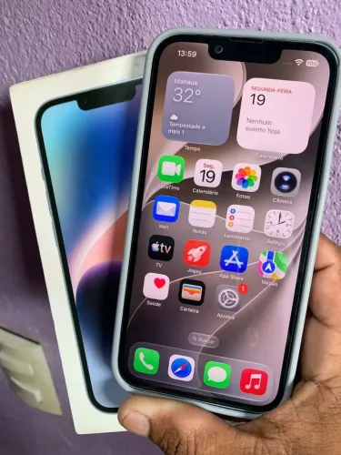 iPhone 14 Azul claro 128Gb Com Caixa Entrego