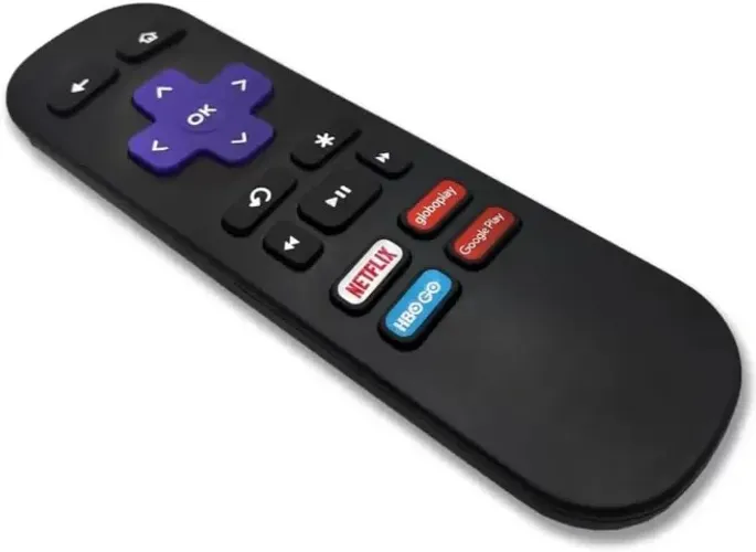 Controle Remoto Compatível com Roku Tv Express Receptor Botão Netflix Hbo Go Globo Play Go