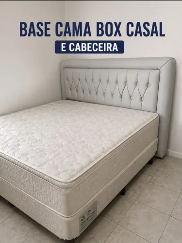 Base cama box casal com cabeceira 