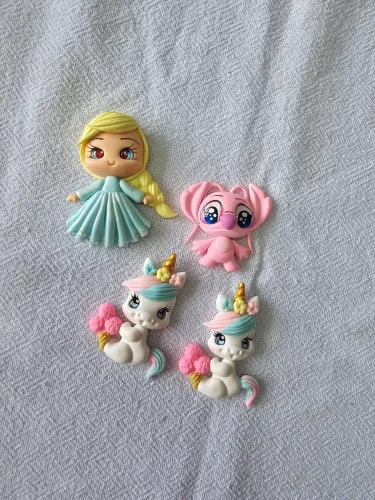 Kit Apliques Emborrachados infantis bonecas, brilhos e diversos