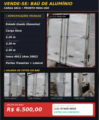 Baú carga seca