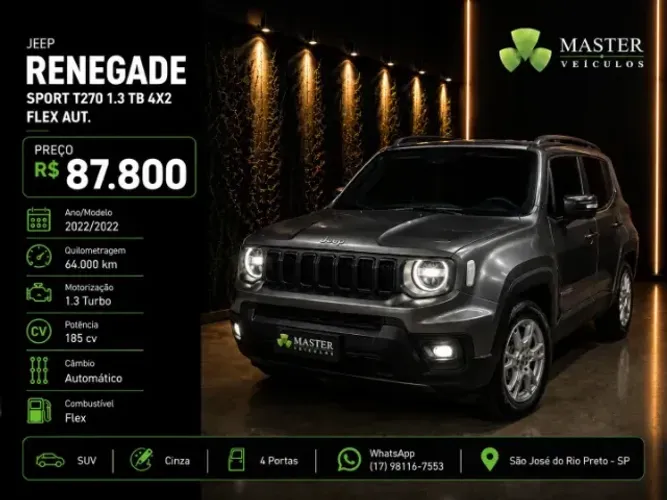 Jeep Renegade Sport T270 1.3 TB 4X2 Flex Aut. 2022