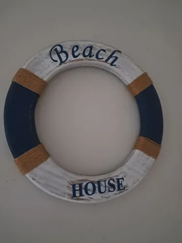 Boia Decorativa Náutica "Beach House" em Madeira