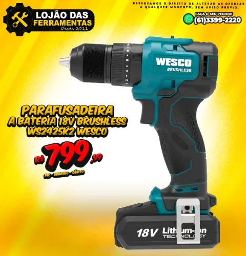 Parafusadeira a Bateria 18V Brushless WS2425k2 Wesco