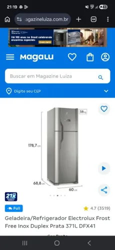 Geladeira Electrolux 371 Lts