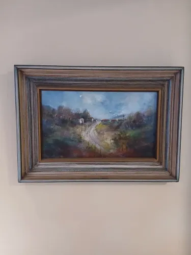 Quadro antigo a óleo sobre tela assinado mello