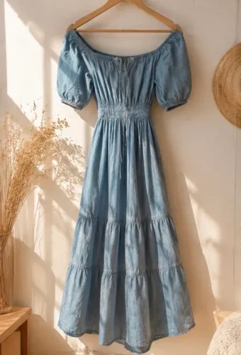 VESTIDO LONGO BLUESTEEL AZUL CLARO PP 