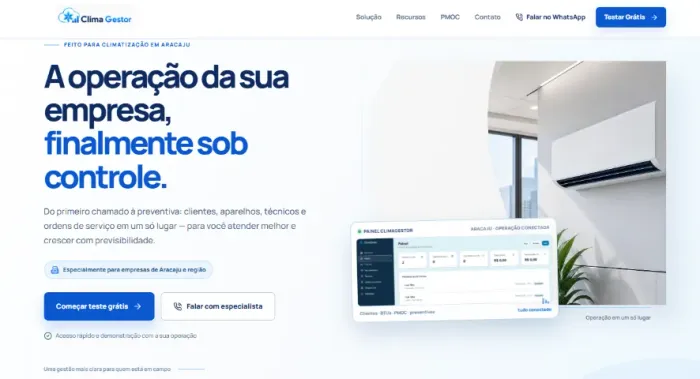Sistema + Assistente WhatsApp para empresas e técnicos de ar-condicionado