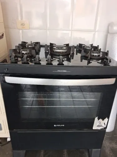 Fogão Atlas 5 Bocas Agile Up Glass Mesa de Vidro e Acendimento Automático Bivolt - Preto