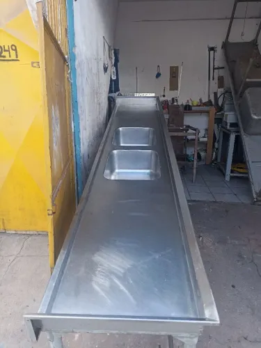Pia Inox industrial Duas cubas 3.18 metros
