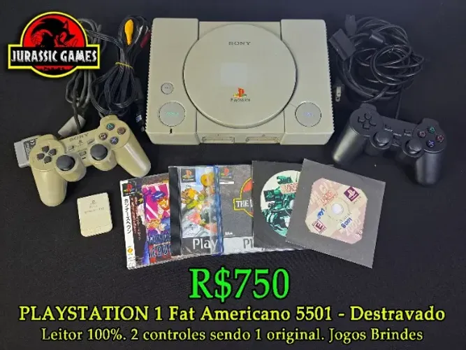 Console Playstation 1 Fat Americano Desbloq Uado Leitor Bom