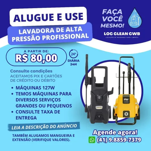 Locação lavadora de alta pressão - Leia o anúncio