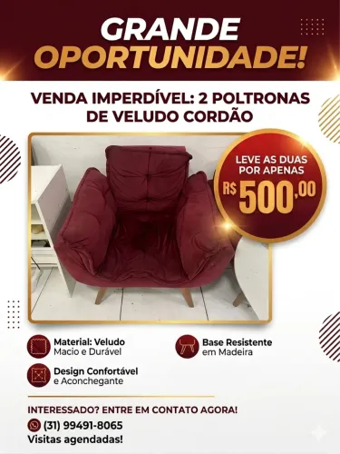 2 Poltronas para Salão de Beleza - R$ 500 o Par